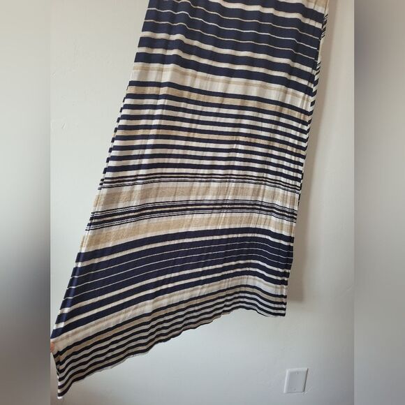 Jason Maxwell Striped Maxi Skirt Navy Cream Nautical Coastal Soft Girl Casual L - Picture 3 of 7